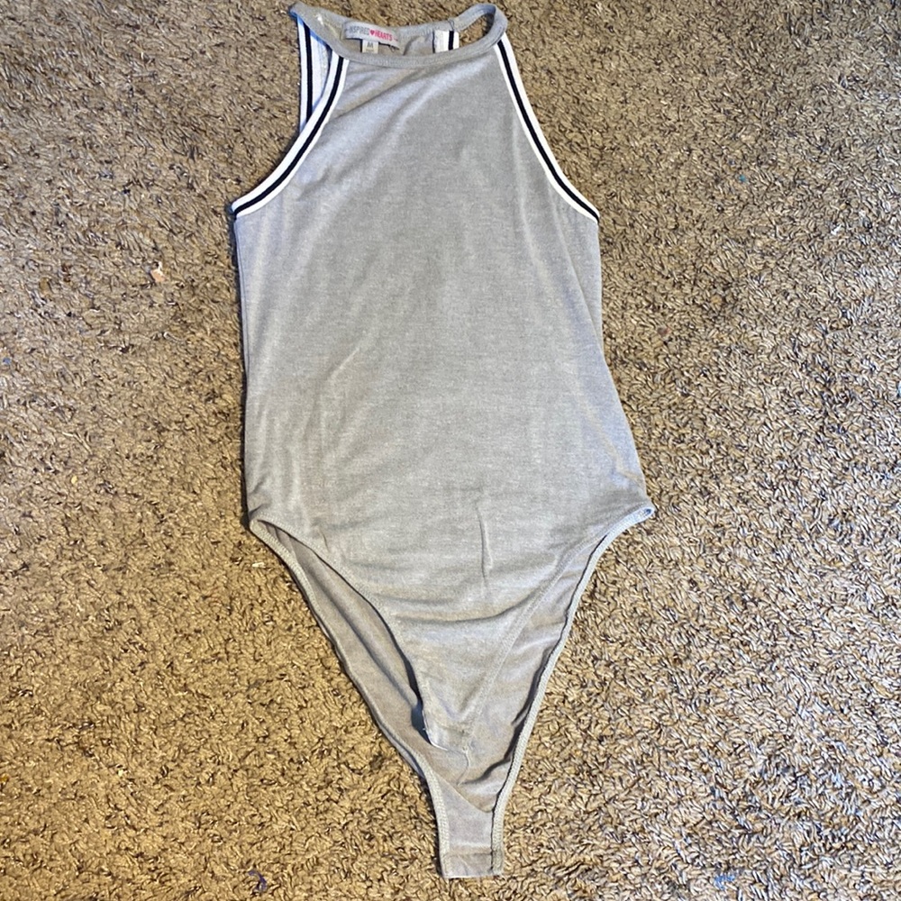 High neck gray bodysuit